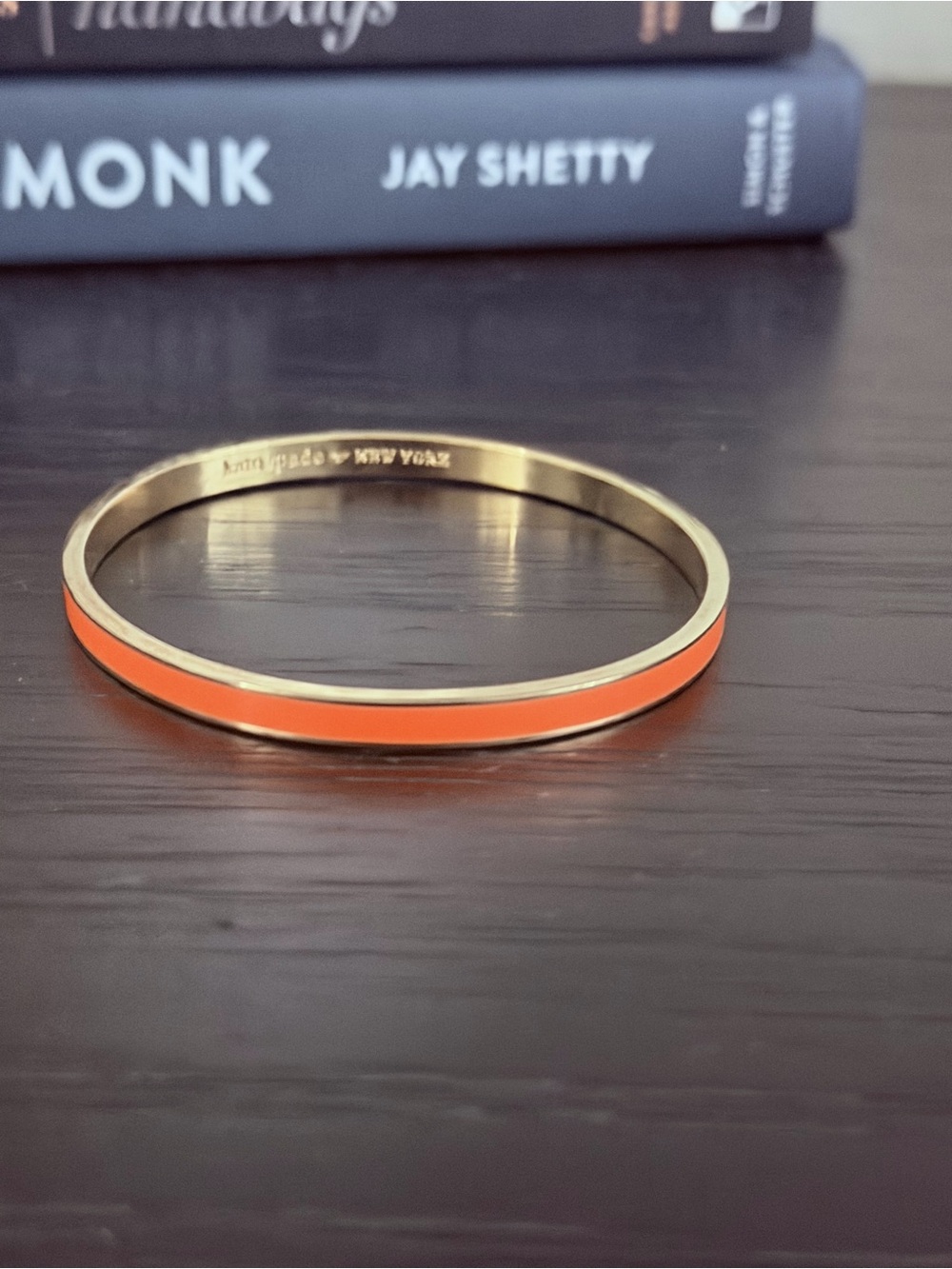 kate spade Gold-Tone Orange Enamel Slim Bangle